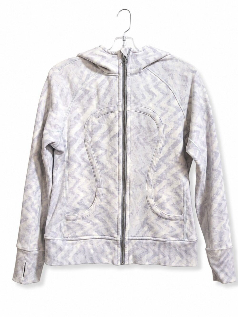 Lululemon Scuba Hoodie Women’s Gray White Chevron Full Zip Jacket